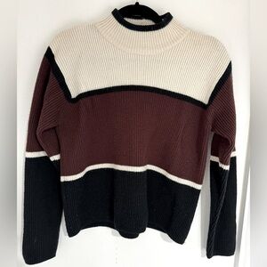 H. White, brown, & black Stripped Sweater size Large